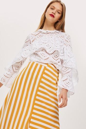 Topshop Petite Broderie Ruffle Top