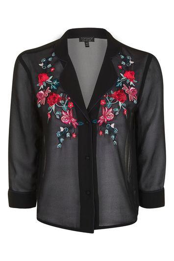Topshop Embroidered Pyjama Shirt