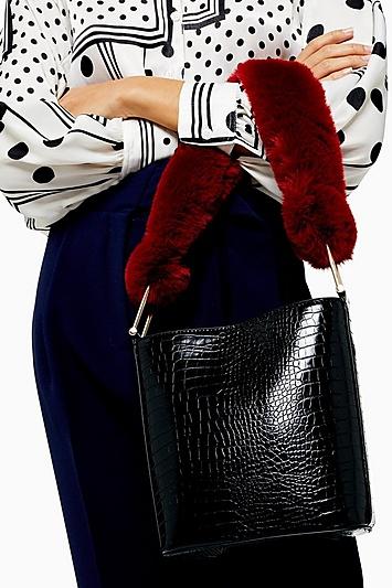 Topshop Tess Black Tote Bag With Faux Fur