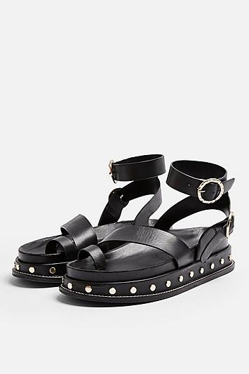 Topshop Fawn Black Footbed Sandals