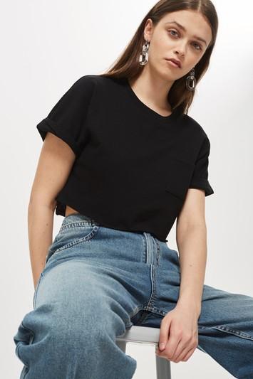 Topshop Cut Off Crop T-shirt