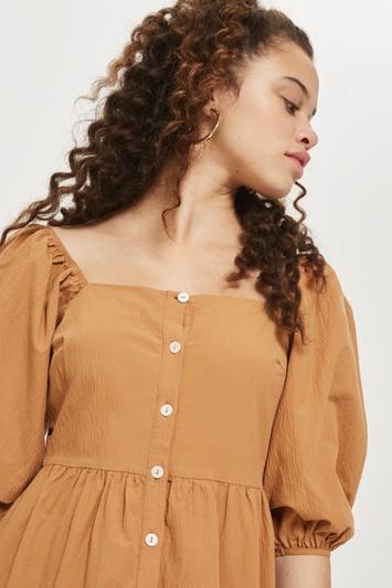 Topshop Seersucker Button Smock Dress
