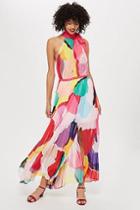 Topshop Multicoloured Pleated Maxi Dress