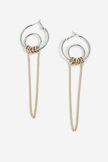 Topshop *double Ring Link Drop Earrings