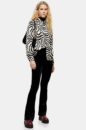 Topshop Black Velvet Flare Trousers