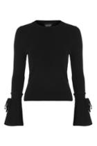 Topshop Tie Fluted Sleeve Knitted Top