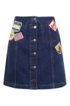 Topshop Tall Badged Button Skirt