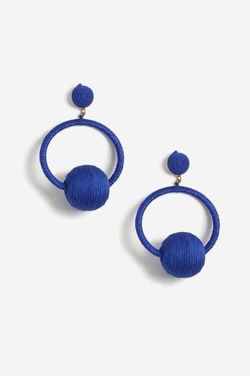 Topshop Blue Fabric Ball Knocker Earrings