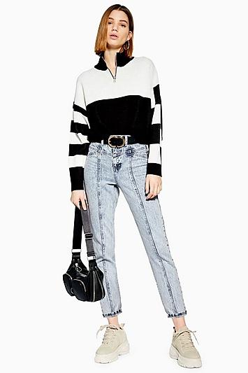 Topshop Acid Blue Panel Mom Jeans