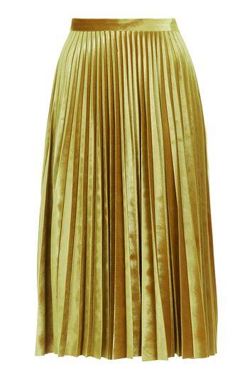 Topshop Tall Velvet Pleated Midi Skirt