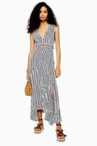 Topshop Stripe Belted Pinafore Maxi Dress