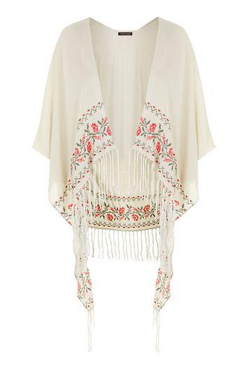 Topshop Embroidered Tasseled Cape