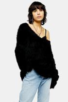 Topshop Idol Knitted Black Eyelash V Neck Jumper