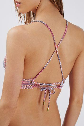 Topshop Folk Print Bikini Top