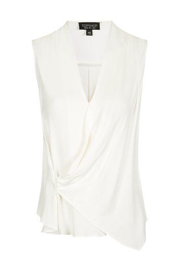 Topshop Sleeveless Asymmetric Drape Blouse