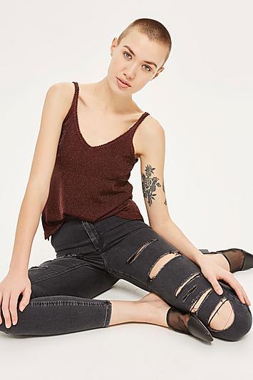 Topshop Washed Black Super Ripped Joni Jeans
