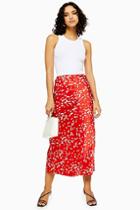 Topshop Tall Red Dalmatian Bias Skirt