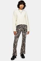 Topshop Snake Print Plisse Flare Pants