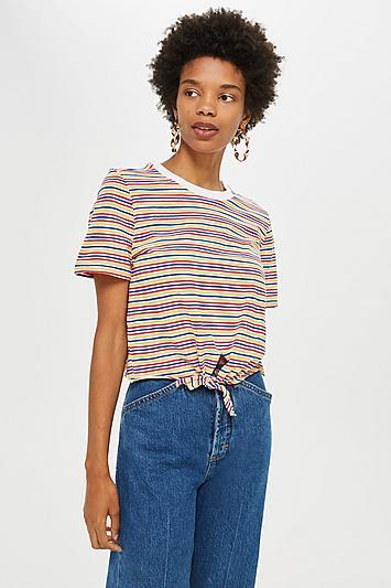 Topshop Tall Stripe Knot T-shirt