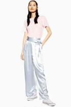 Topshop Double Belted Satin Wide Trousers