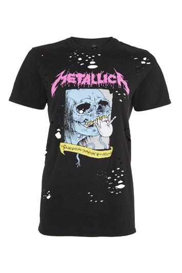 Topshop Metallica Nibbled Tee