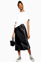 Topshop Black Satin Bias Midi Skirt