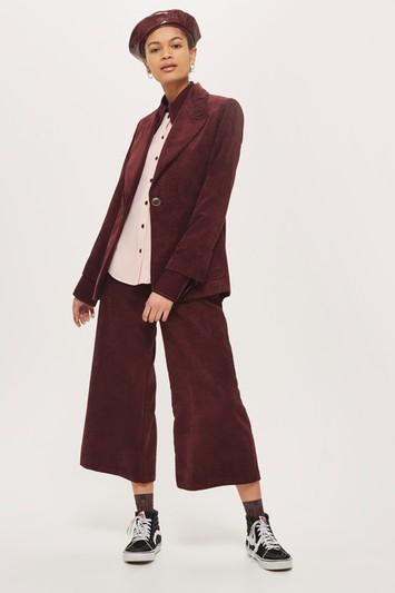 Topshop Corduroy Cropped Wide Leg Trousers