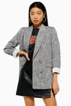 Topshop Black And White Double Breasted Blazer