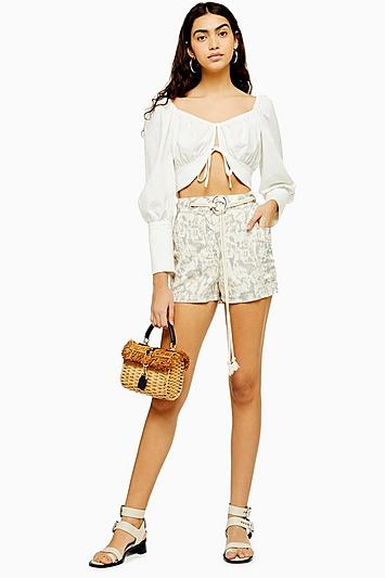Topshop Ivory Tie Dye Rope Shorts