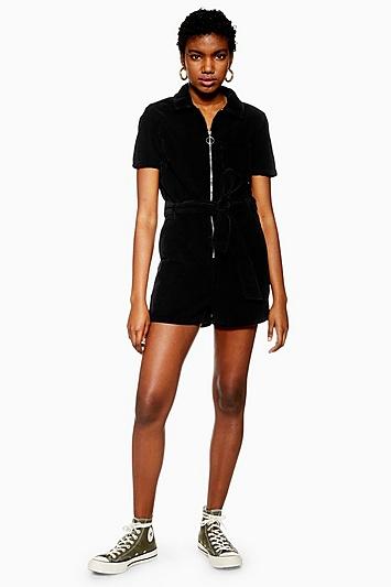 Topshop Black Corduroy Romper