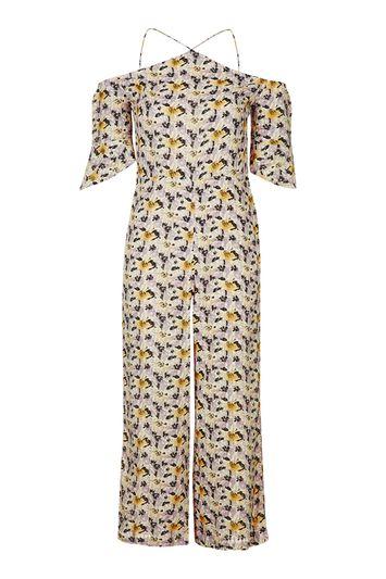 Topshop Off-the-shoulder Floral Jumpsuit
