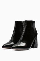 Topshop *wide Fit Hackney Black Pointy Patent Boots