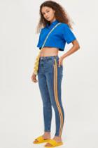 Topshop Orange Side Stripe Jamie Jeans