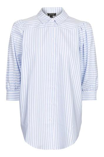 Topshop Stripe Puff Sleeve Shirt