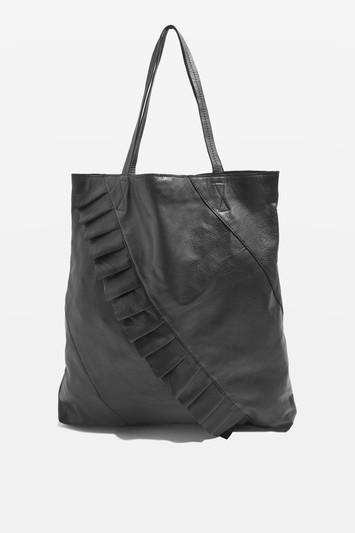 Topshop Leather Ruffle Tote Bag