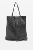 Topshop Leather Ruffle Tote Bag