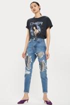 Topshop Moto Chain Mail Mom Jeans
