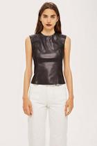 Topshop *stretch Leather Cropped Top By Boutique