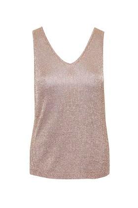 Topshop Metal Yarn V-neck Vest