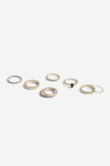 Topshop *black Stone Multipack Rings