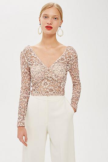 Topshop Lace Crop Plunge Top