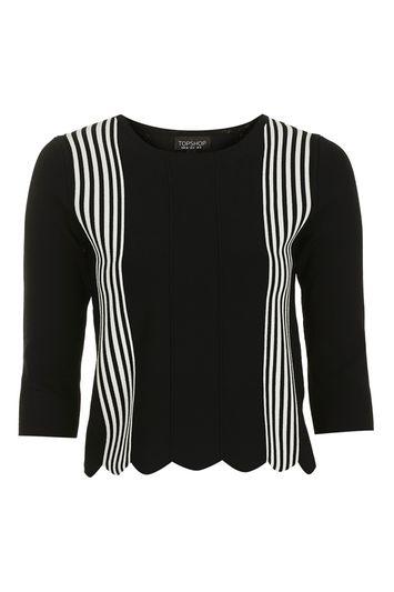 Topshop Stripe Scallop Top
