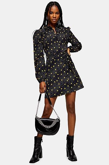 Topshop Yellow Animal Tea Dress