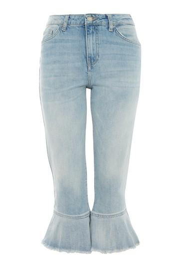 Topshop Petite Bleach Frill Dree Jeans