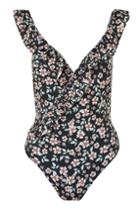 Topshop Floral Frill Swimsuit