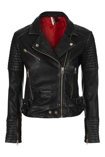 Topshop Quilted Leather Biker Jacket