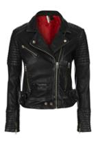 Topshop Quilted Leather Biker Jacket