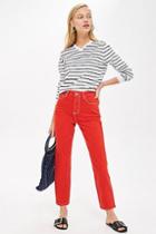 Topshop Moto Red Straight Leg Jeans