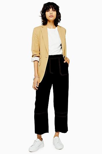 Topshop Black Contrast Stitch Utility Trousers