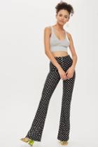 Topshop Foil Heart Print Flared Trousers